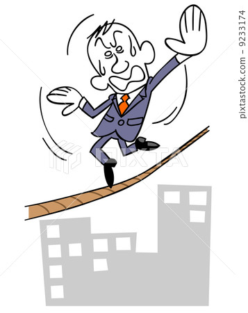 A tightrope walking businessman - Stock Illustration [9233174] - PIXTA