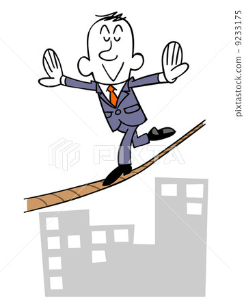 A businessman who takes a tightrope walking slowly - Stock Illustration ...