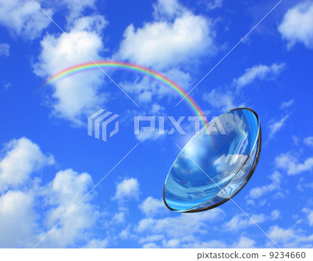 Blue sky contact lens and rainbow 9234660