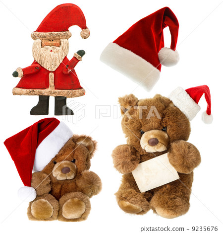 teddy bear with santa hat. christmas decorations 9235676