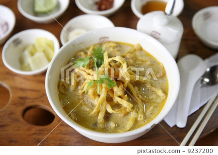 Noodle Khao soi , Thai food on wood background 9237200