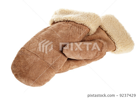 the winter fur mittens, isolated on white the winter fur mittens, isolated on white 9237429