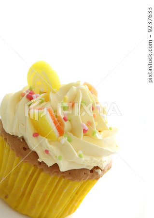lemon cupcake isolated in white background lemon cupcake isolated in white background 9237633