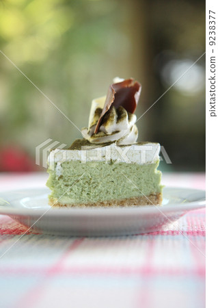 green tea cake in close up green tea cake in close up 9238377