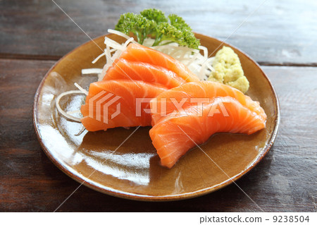 salmon sashimi isolated in white background 9238504