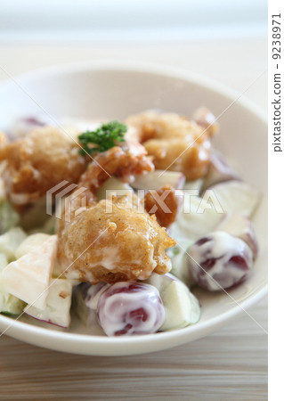 fruit salad on wood background fruit salad on wood background 9238971