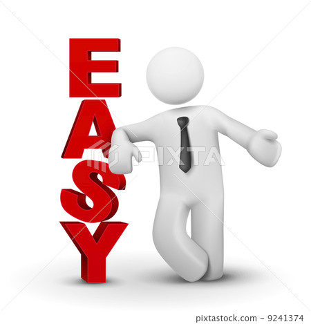 3d business man presenting word easy concept 9241374