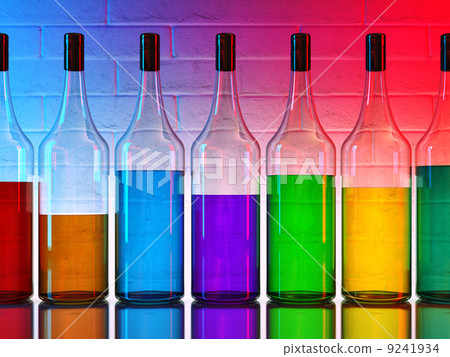 Set of the different bottles at the bar Set of the different bottles at the bar 9241934