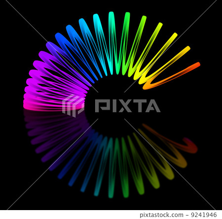 Multicolored slinky isolated on black background Multicolored slinky isolated on black background 9241946
