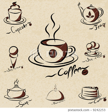 Set of icons for menu cafe. Vector illustration 9242253
