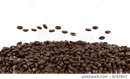 Tossed roasted coffee beans isolated 9242607