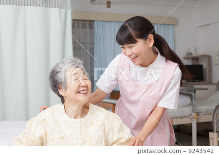 Senior and Caregiver or Nurse Senior and Caregiver or Nurse 9243542