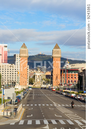 square of Spain with venetian towers, Barcelona 9243861