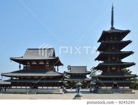 世界遺產國寶Horyuji寺Kanedo五層塔 9245293