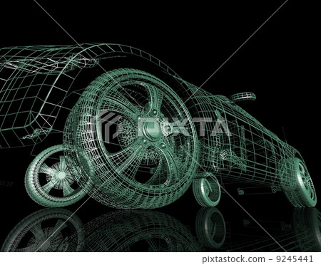 Closeup of wheels of machine on black background Closeup of wheels of machine on black background 9245441