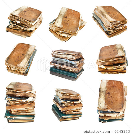 set from different angles of old vintage book 9245553
