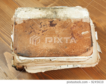 stack old books on wooden board 9245610