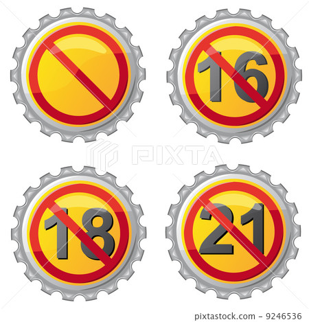 beer lids with prohibition on age vector illustration 9246536