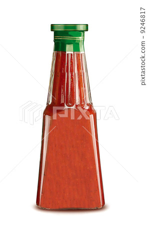 Glass bottle of ketchup isolated 9246817