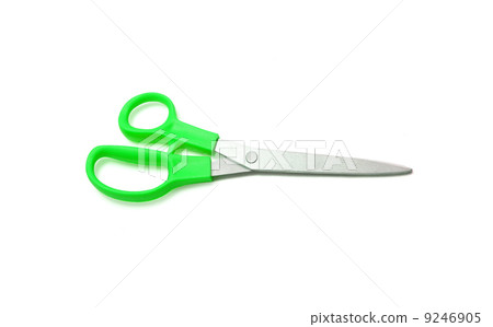 Green scissors isolated on a white background Green scissors isolated on a white background 9246905