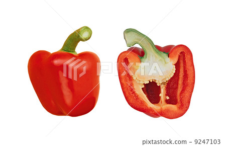 two halves of red sweet pepper 9247103