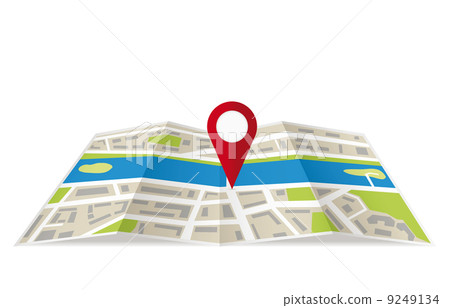 Navigation map with pin pointer - Stock Illustration [9249134] - PIXTA