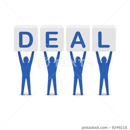 Men holding the word deal. Concept 3D illustration. 9249218
