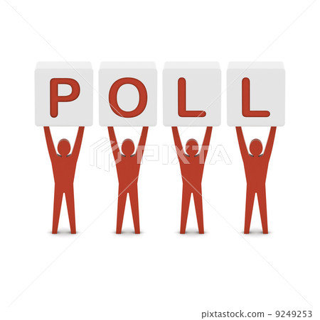 Men holding the word poll. Concept 3D...-插圖素材 [9249253] - PIXTA圖庫