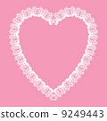 white lace-like heart shape frame, vector background, valentinecard design 9249443