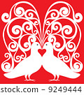 white doves pair kissing pattern with a heart symbol 9249444