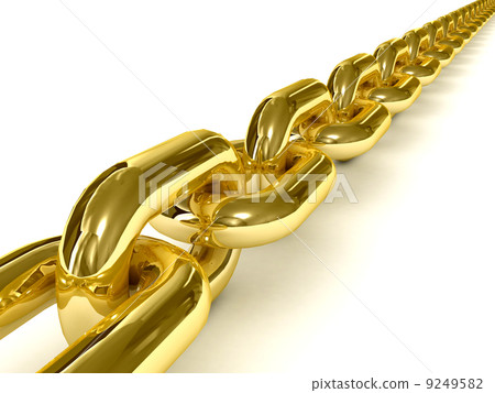 Golden chain over white background. 3D Concept illustration. 9249582
