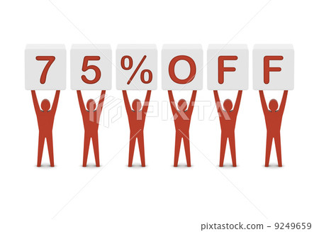 Discount. 75 percent off. Concept 3D illustration. 9249659
