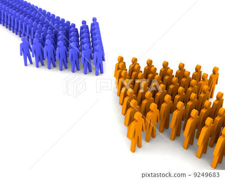 Two different working groups. Concept 3D illustration. 9249683