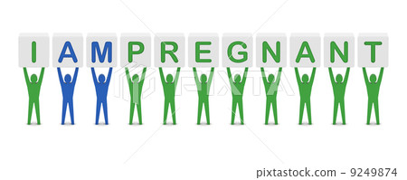 Men holding the phrase i am pregnant. Concept 3D illustration. 9249874