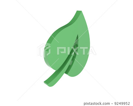 Green leaf icon over white background. Concept 3D illustration. Green leaf icon over white background. Concept 3D illustration. 9249952