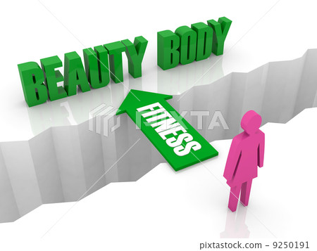 Fitness is the bridge to Beauty Body. Concept 3D illustration. Fitness is the bridge to Beauty Body. Concept 3D illustration. 9250191
