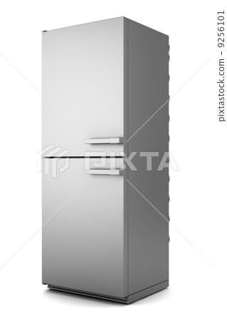 single modern gray refrigerator isolated on white background single modern gray refrigerator isolated on white background 9256101