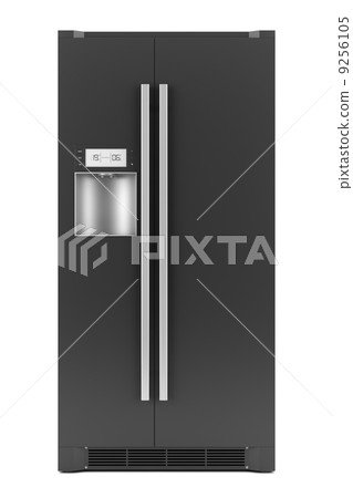 single modern black refrigerator isolated on white background single modern black refrigerator isolated on white background 9256105