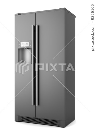 single modern black refrigerator isolated on white background single modern black refrigerator isolated on white background 9256106