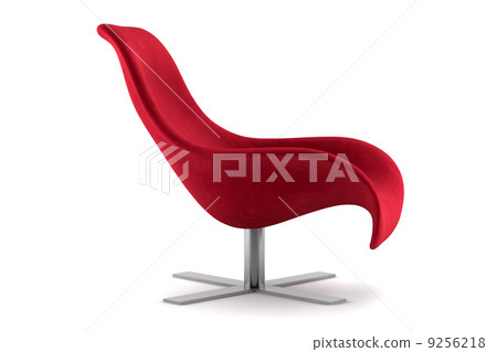 red armchair isolated on white background with clipping path 9256218