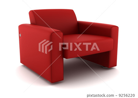 red armchair isolated on white background with clipping path 9256220