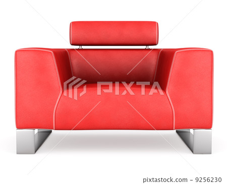 modern red leather armchair isolated on white background 9256230