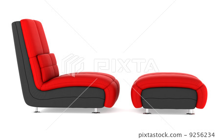 black and red modern leather armchair isolated on white background 9256234