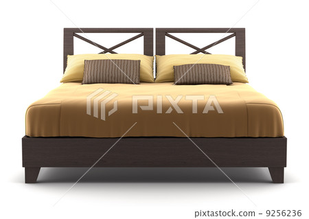 brown wooden bed isolated on white background 9256236