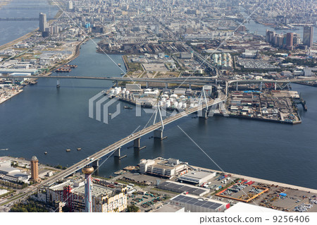 Aerial photograph of Konohana Ohashi and North Port junction in Osaka 9256406