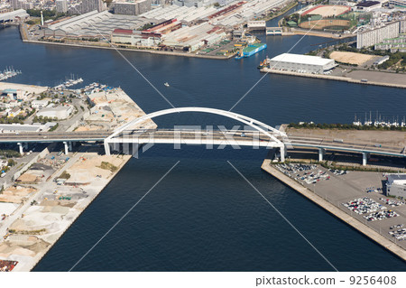 Aerial view of Hanshin Express's Nishinomiyama Bridge Aerial view of Hanshin Express's Nishinomiyama Bridge 9256408