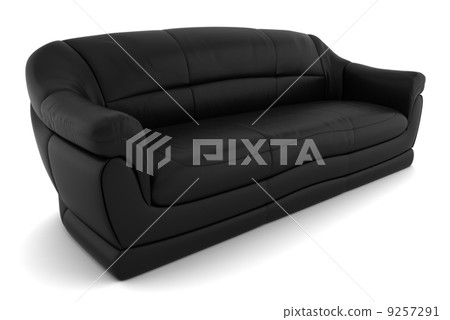 black leather sofa isolated on white background with clipping path 9257291
