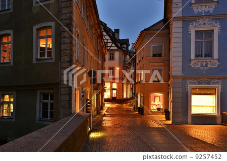 Illuminated street of gerrman town Bamberg. 9257452