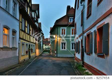 Illuminated street of gerrman town Bamberg. 9257454