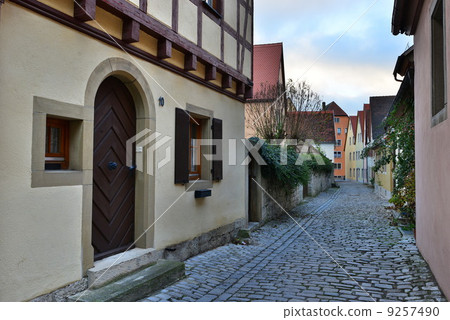 Street of town Rotenburg on Tauber in Germany. 9257490
